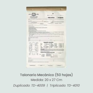 Talonario Tipo Mecánico TD-4009, TD-4010